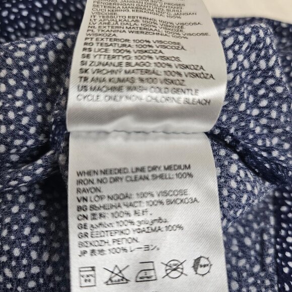 H&M Women's Blouse size 14 Blue Polka Dot 3/4 Sleeve Viscose - Picture 4 of 7